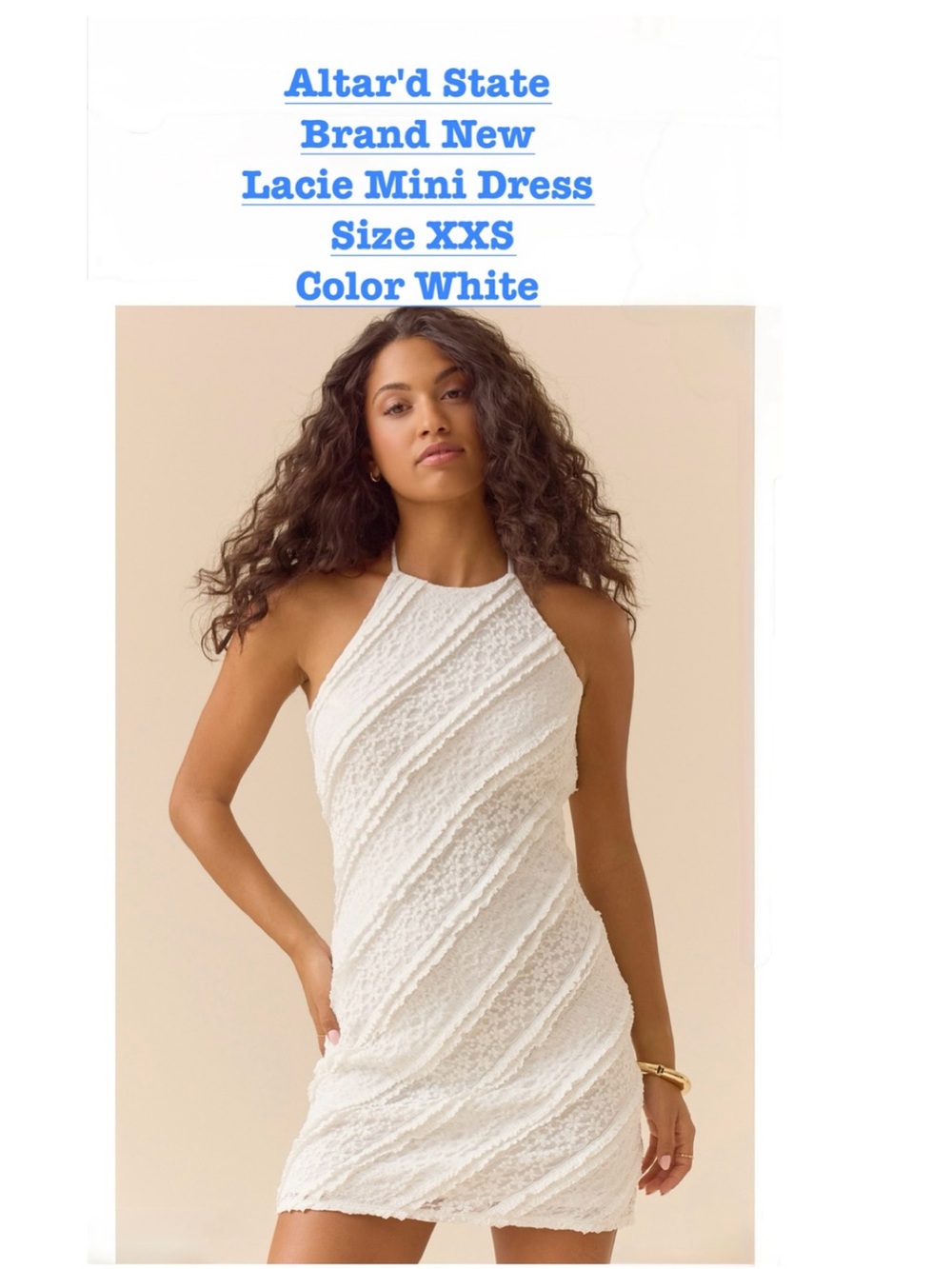 Altar'd State White Textured Halter Mini Dress